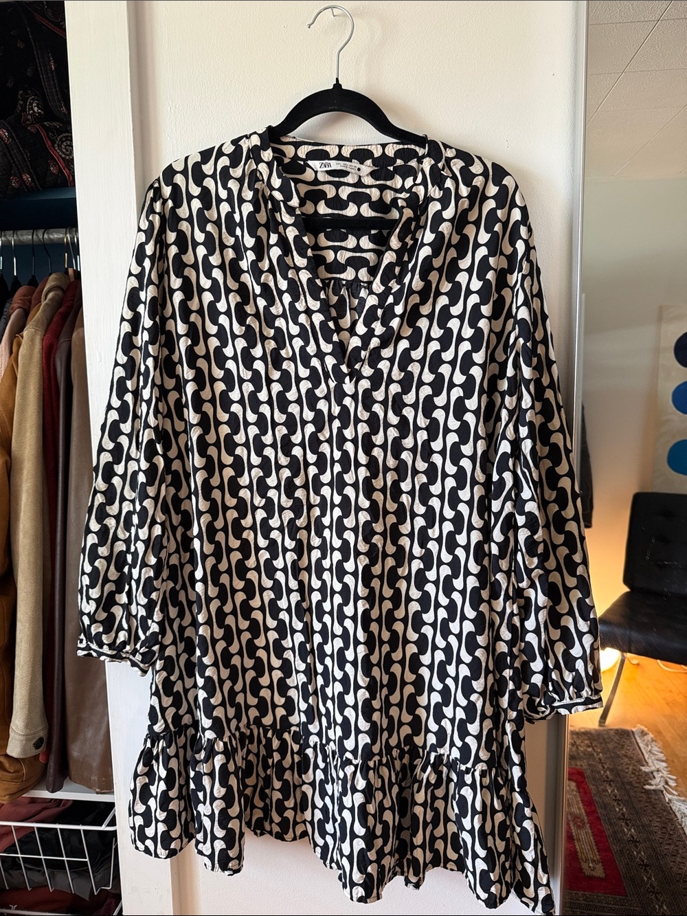 ZARA Black and White Printed Tunic
